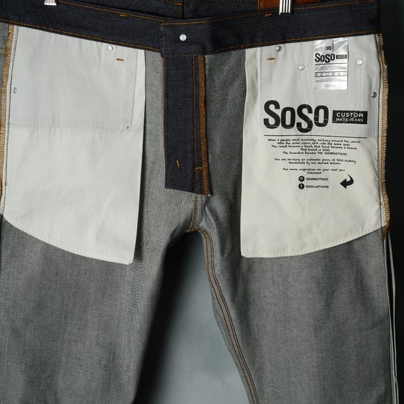 Soso Selvedge Men's Denim Jeans Pants with orange threads - Size 40 - Picture 3 of 10